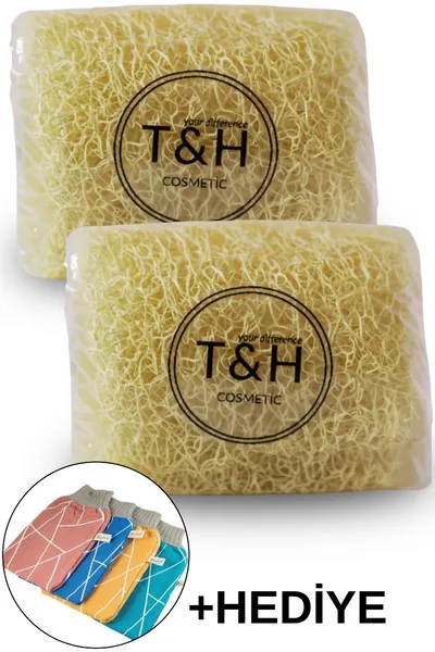 T&H Doğal Kabak Lifli 2 Adet Pirinç Özlü Sabunu 130 Gr + Renhua Kese Hediyeli