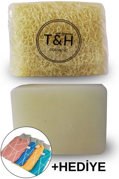 T&H Doğal Kabak Lifli Pirinç Özlü Sabunu 130 Gr + Renhua Kese Hediyeli